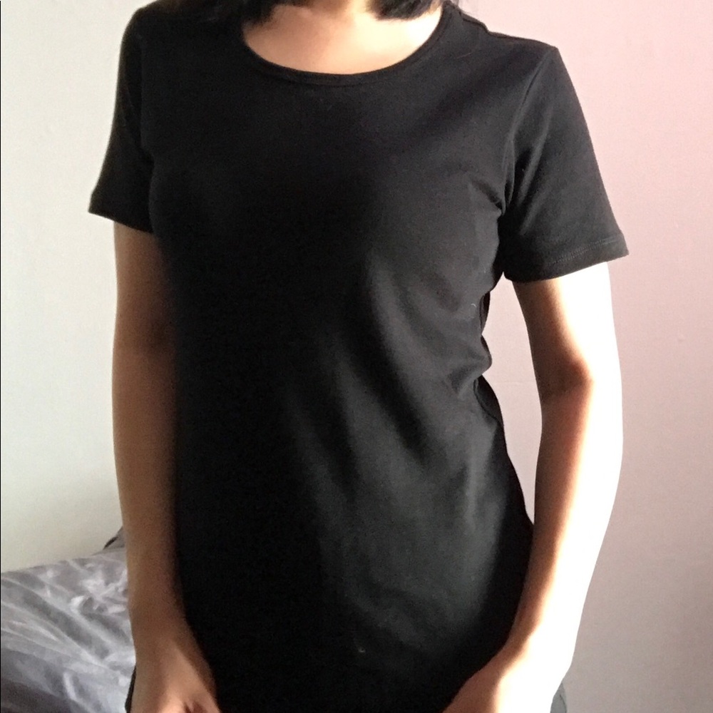 MUJI Black Organic Cotton Short Sleeve Top Tee